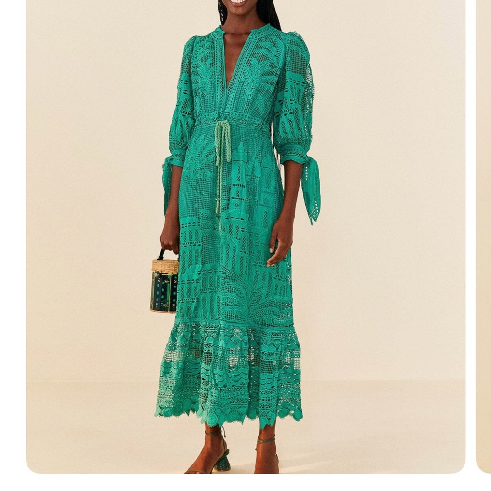 Farm Rio Dress - Green Morada Boa Guipure Dress
